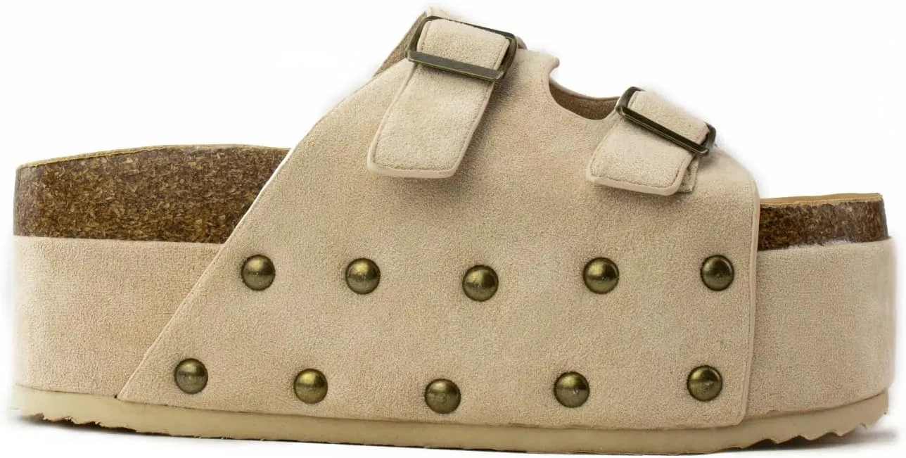 RF ROOM OF FASHION Women's Open Toe Slide on Footbed Platform Sandals