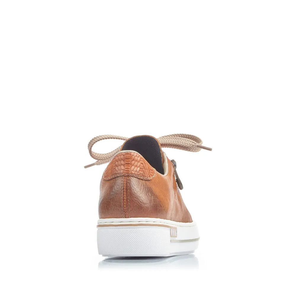RIEKER - L88C2-24 LACE UP ZIP FASHION SHOE - TAN
