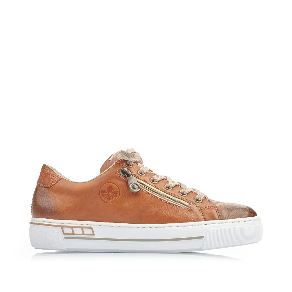 RIEKER - L88C2-24 LACE UP ZIP FASHION SHOE - TAN