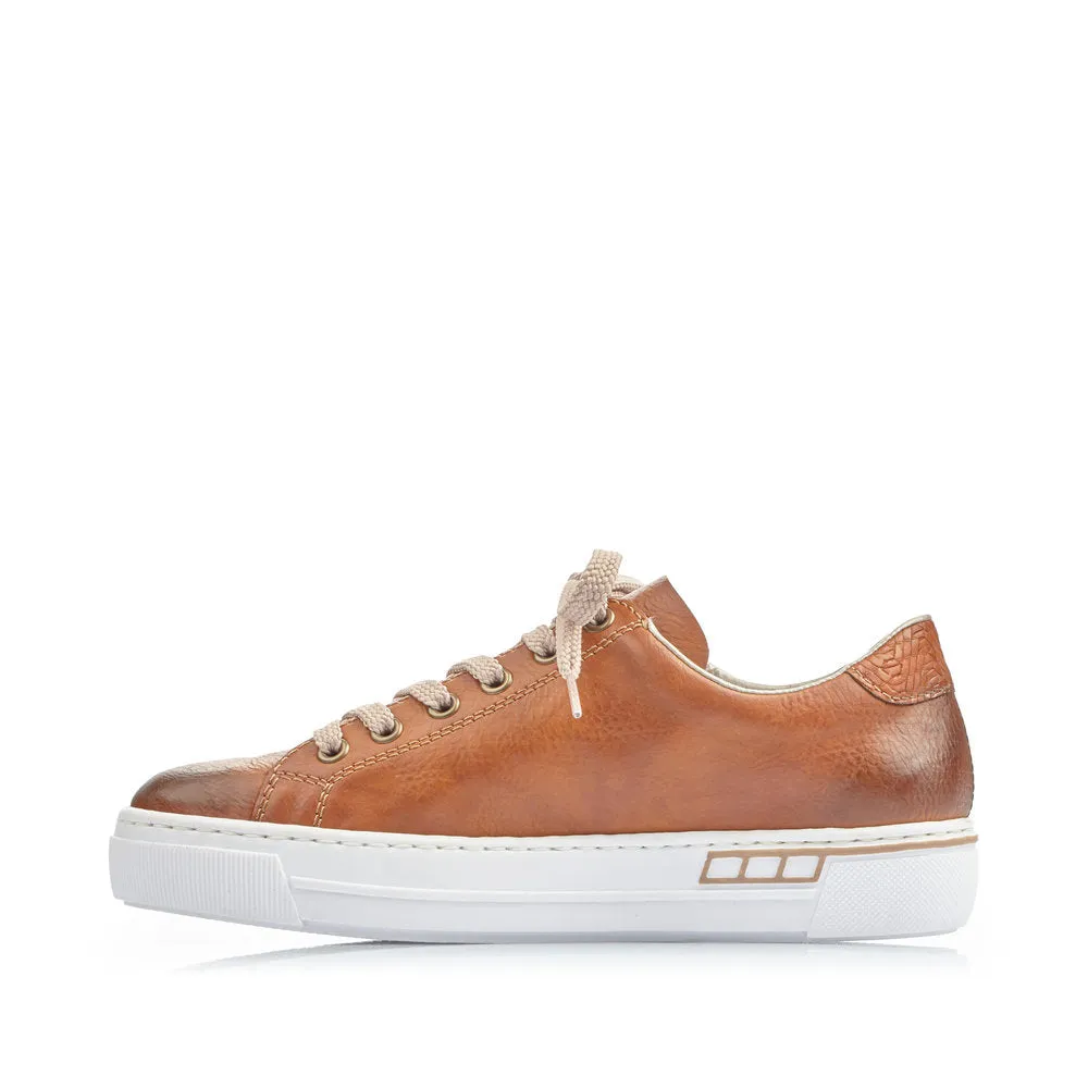RIEKER - L88C2-24 LACE UP ZIP FASHION SHOE - TAN
