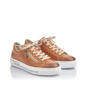 RIEKER - L88C2-24 LACE UP ZIP FASHION SHOE - TAN