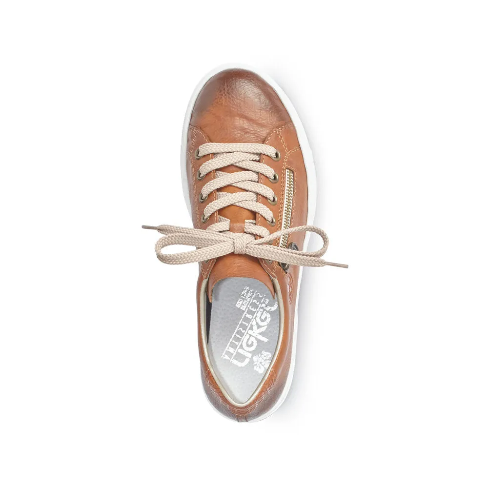 RIEKER - L88C2-24 LACE UP ZIP FASHION SHOE - TAN