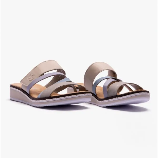 Rieker V3652-92 Womens Mules Beige Multi