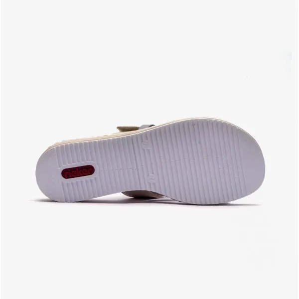 Rieker V3652-92 Womens Mules Beige Multi