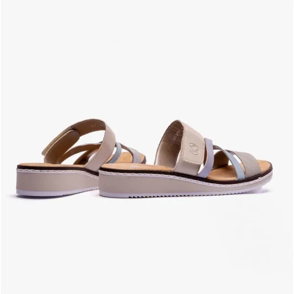 Rieker V3652-92 Womens Mules Beige Multi