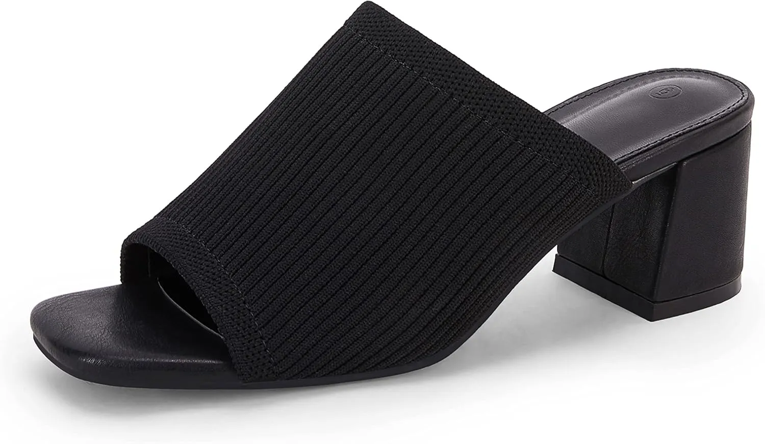Rilista Women's Open Toe Heeled Mules Block Heels Sandals Knit Chunky Square Heels Slip On Breathable Slides Sandal