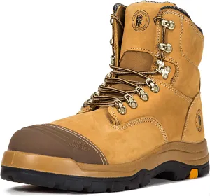 ROCKROOSTER Work Boots for Men, Steel Toe, 8 inch Safety Leather Shoes, Slip Resistant Industrial Boot, Static Dissipative, Breathable, Quick Dry, Anti-Fatigue, AK232