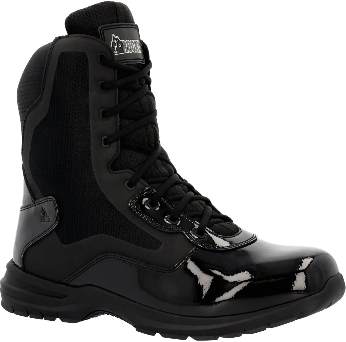 ROCKY Cadet 8" Black Side Zip Public Service Boot, Black, Size 10.5(M)