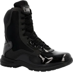 ROCKY Cadet 8" Black Side Zip Public Service Boot, Black, Size 10.5(M)