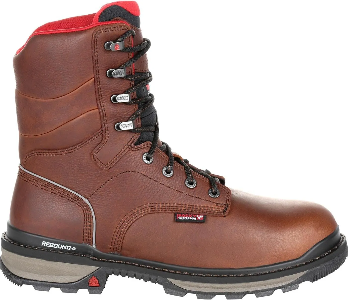 ROCKY Mens Rams Horn Waterproof 800G Insulated Composite Toe Work/Duty - Brown