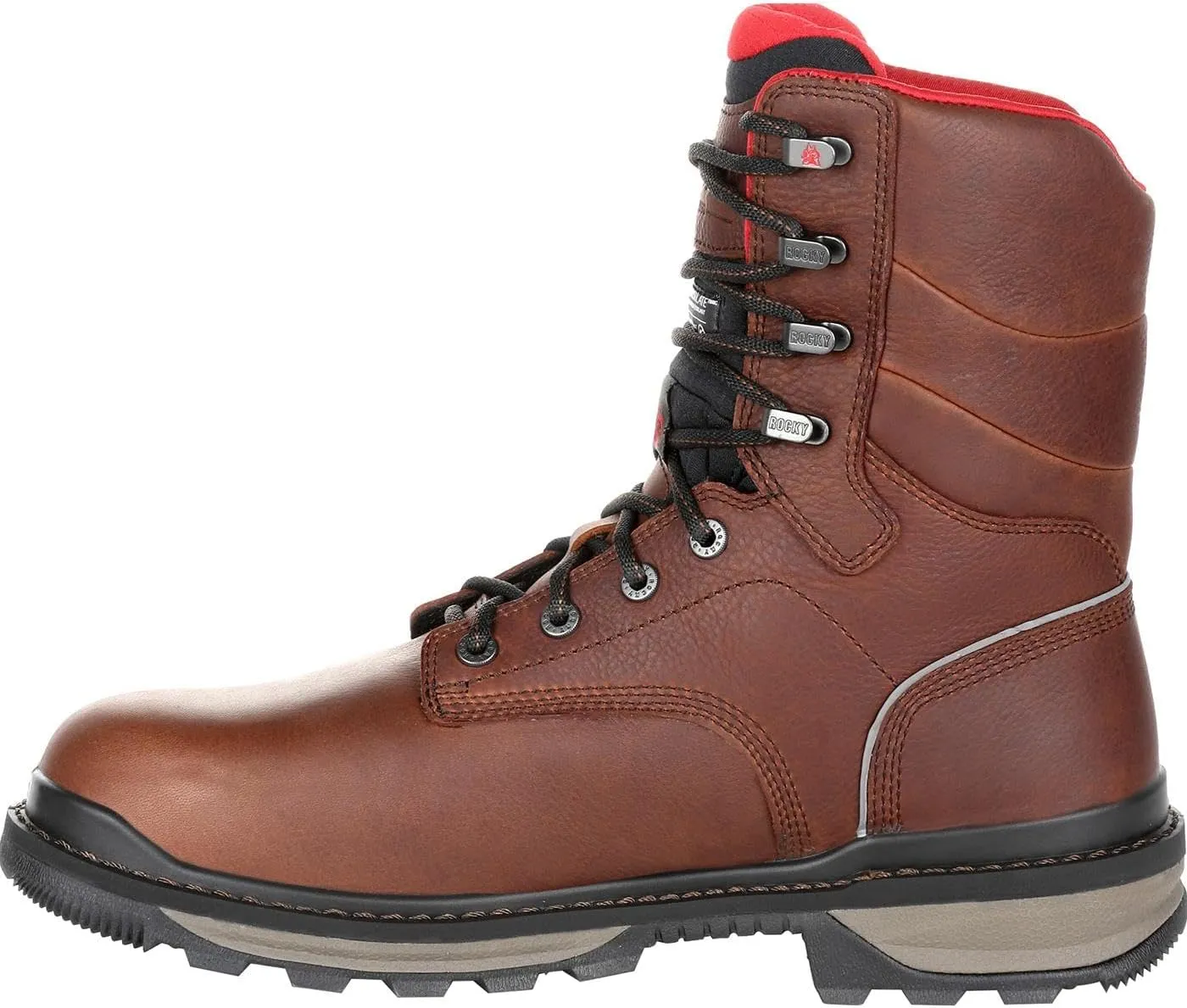 ROCKY Mens Rams Horn Waterproof 800G Insulated Composite Toe Work/Duty - Brown