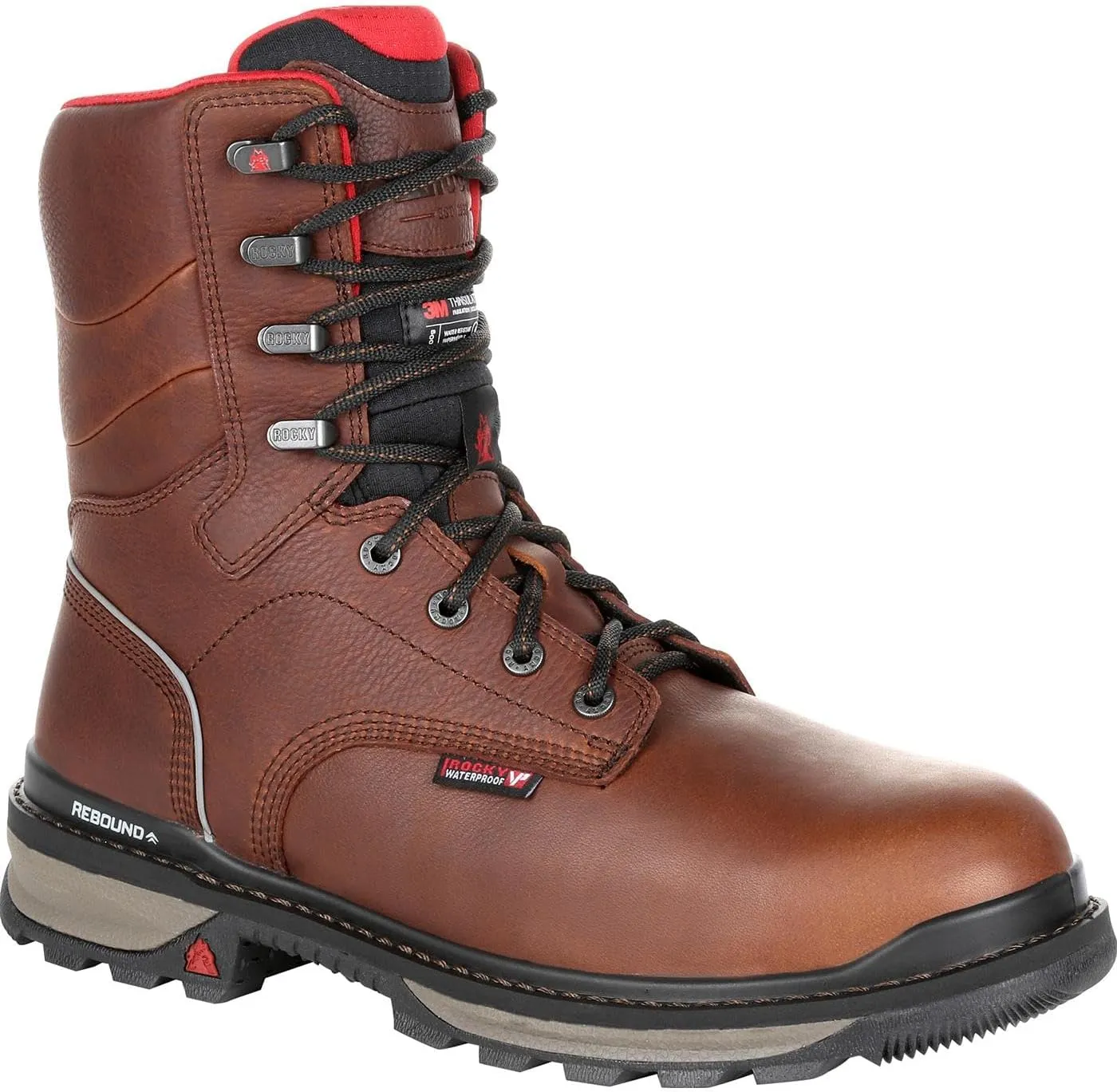 ROCKY Mens Rams Horn Waterproof 800G Insulated Composite Toe Work/Duty - Brown