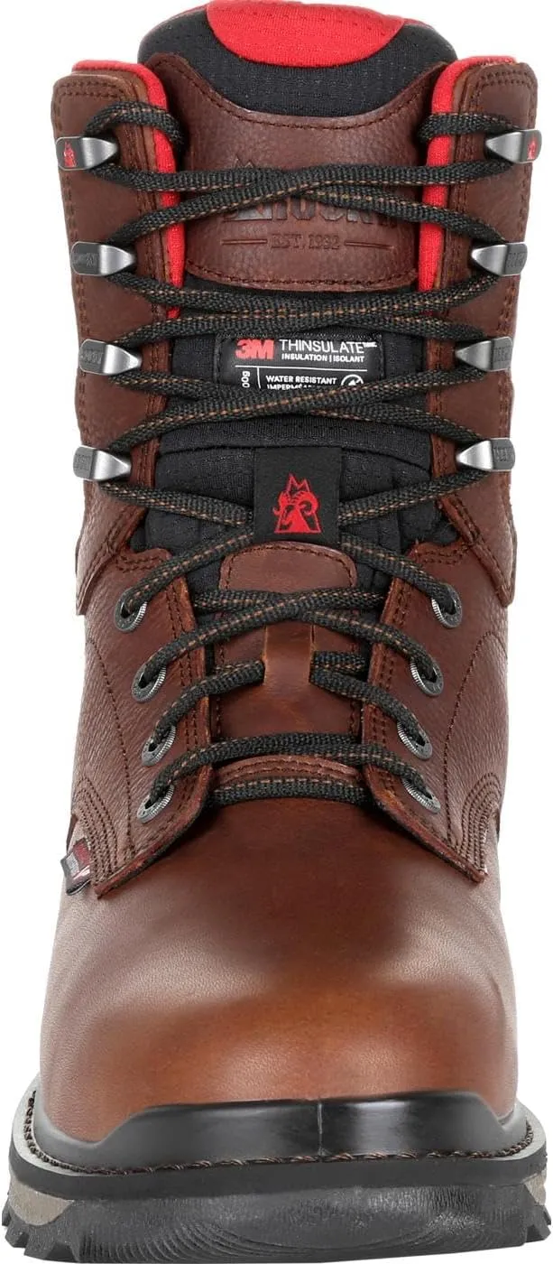 ROCKY Mens Rams Horn Waterproof 800G Insulated Composite Toe Work/Duty - Brown