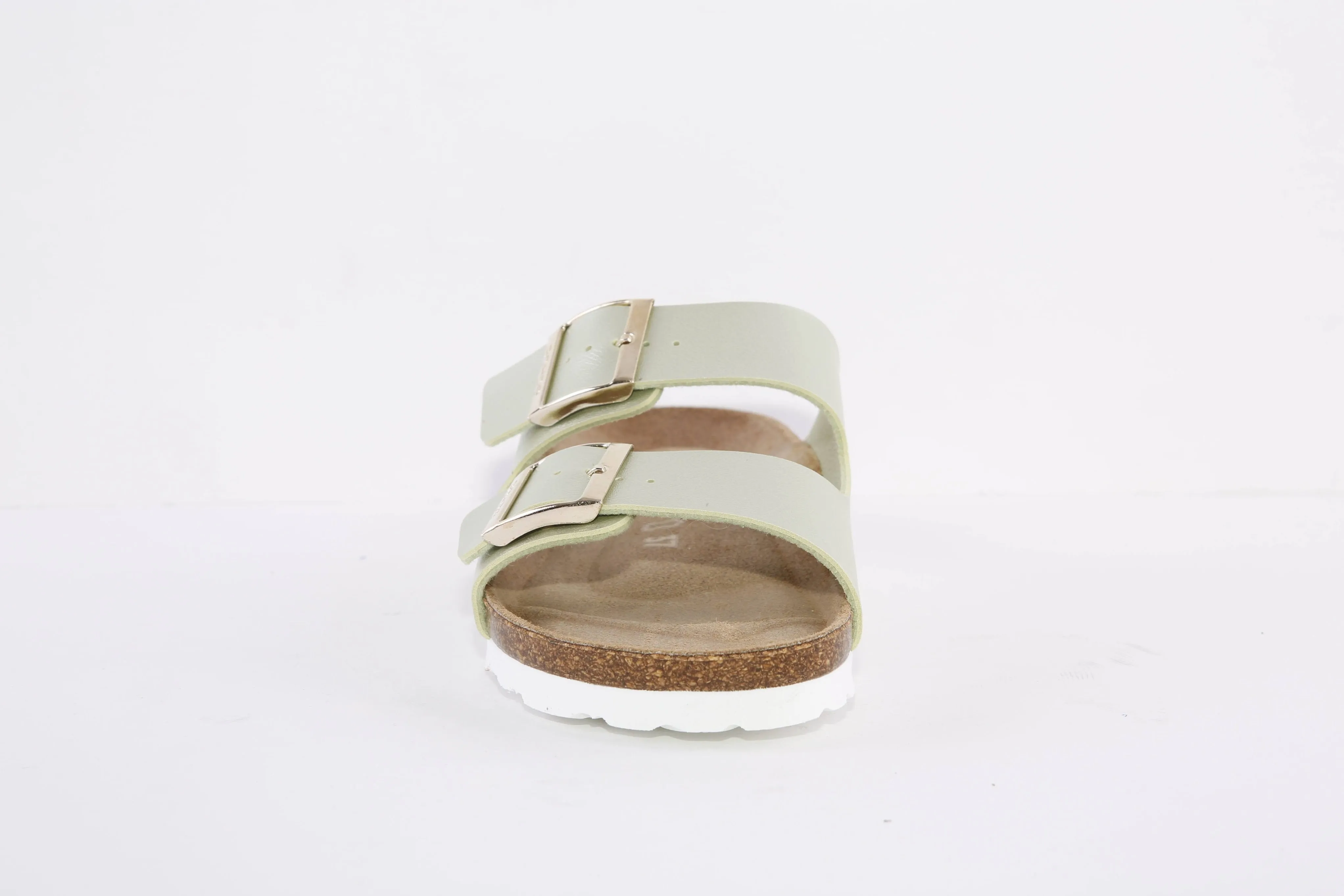 ROHDE - 5653 65 FLAT 2 BUCKLE COMFORT MULE - GREEN METALLIC