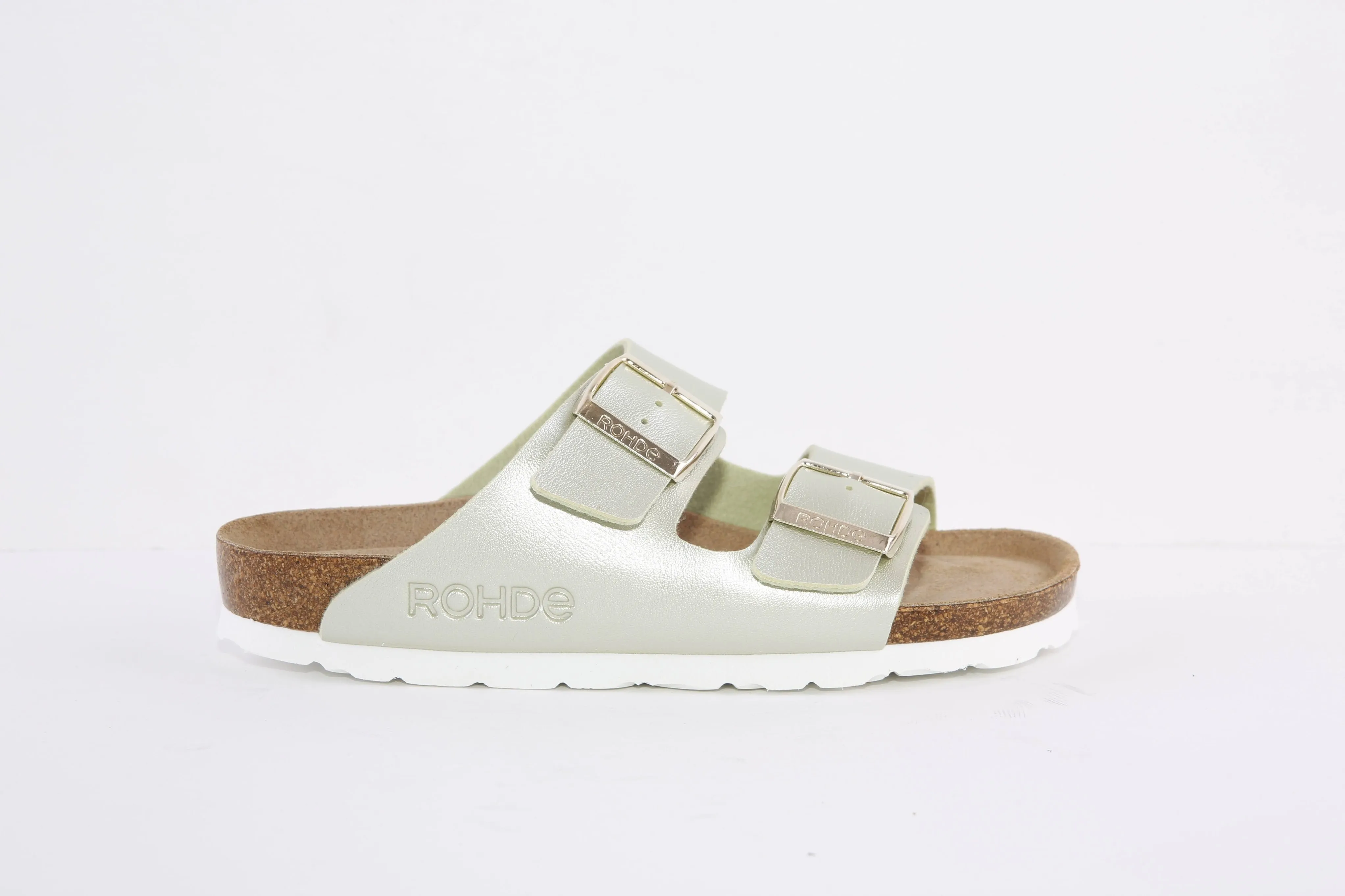 ROHDE - 5653 65 FLAT 2 BUCKLE COMFORT MULE - GREEN METALLIC