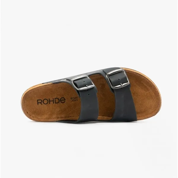 Rohde 5865 Womens Leather Mule Sandals Black