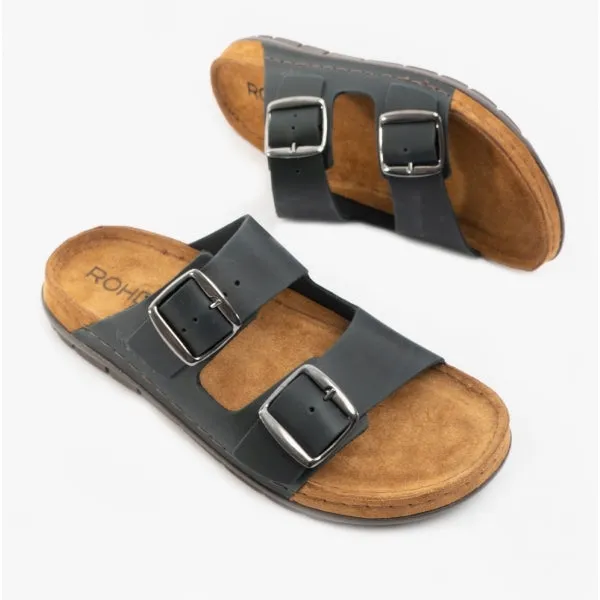Rohde 5865 Womens Leather Mule Sandals Black