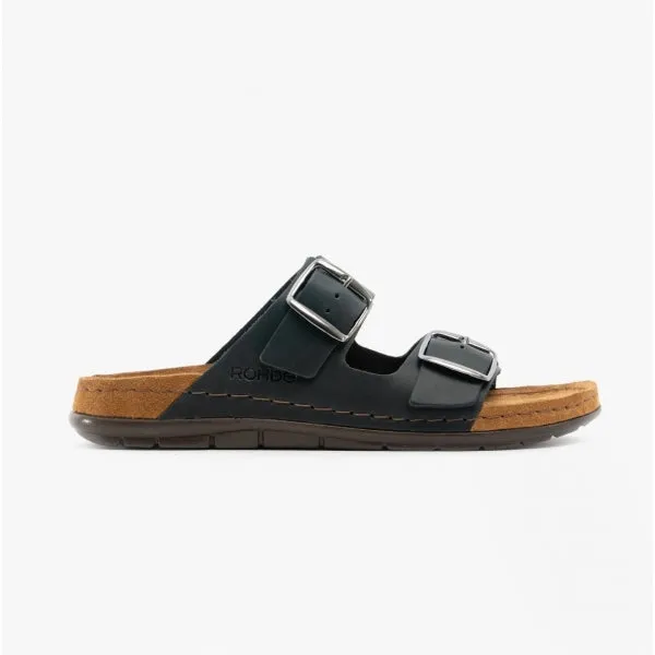 Rohde 5865 Womens Leather Mule Sandals Black