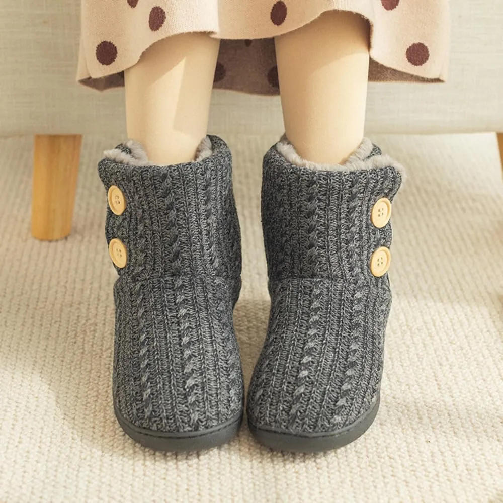 Rojeam Winter Boots Home Slippers Knitted Women Men Home Booties Plush House Shoes Indoor Outdoor