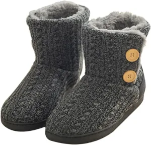 Rojeam Winter Boots Home Slippers Knitted Women Men Home Booties Plush House Shoes Indoor Outdoor