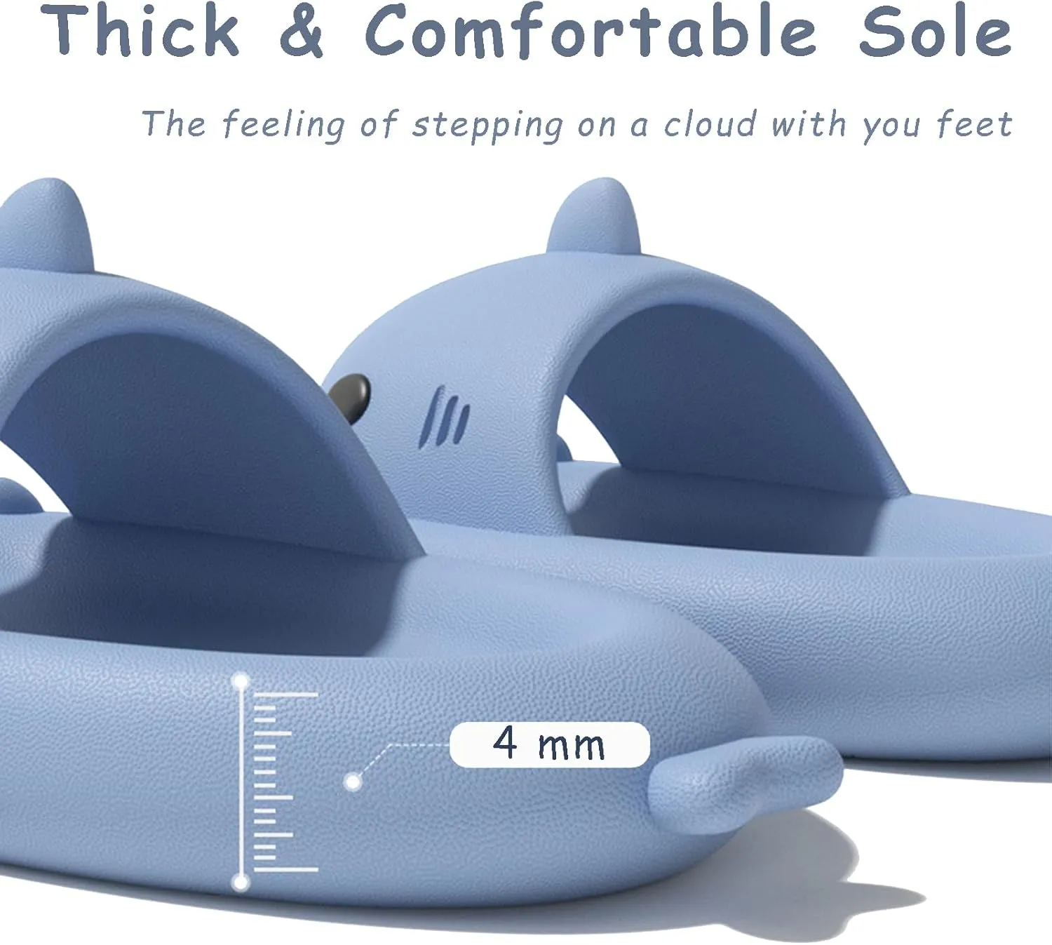 rosyclo Shark Slides for Women and Men, Cute Shark Slippers Adult Youth Cloudy Summer Soft Lightweight Anti-Slip Thick Sole Beach House Cloud Cushioned Shower Slide Sandals Indoor Outdoor