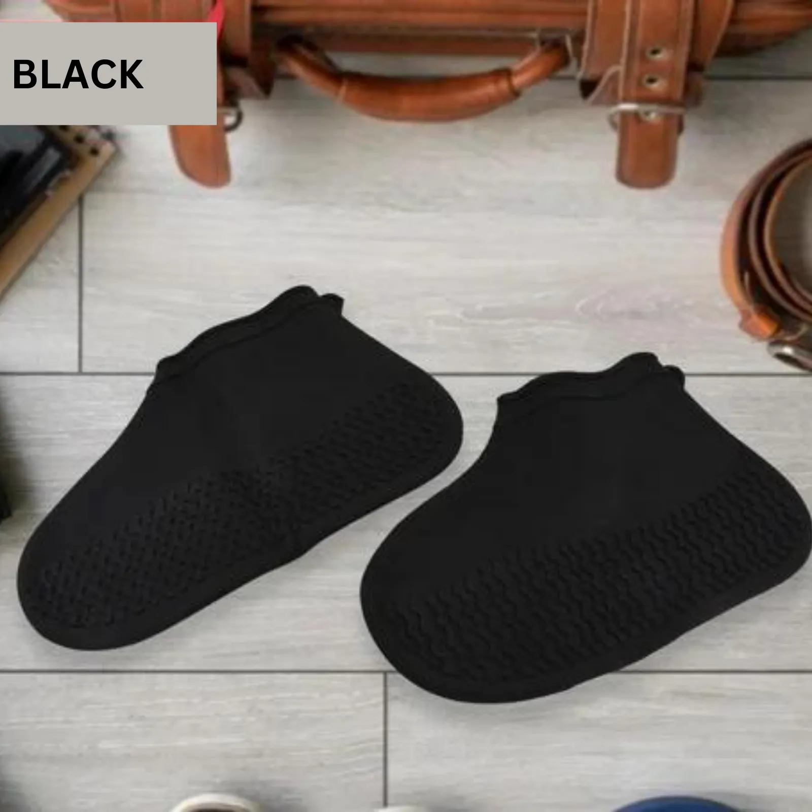 RUBBER Foot Medium Non Slip Rain Water SHOE COVER WATERPROOF Silicone  Black