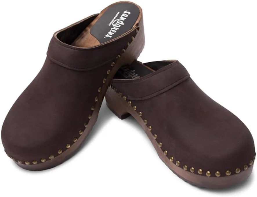 Sandgrens Handmade Swedish Wood Clogs for Men, Low Heel Mule | Bergen
