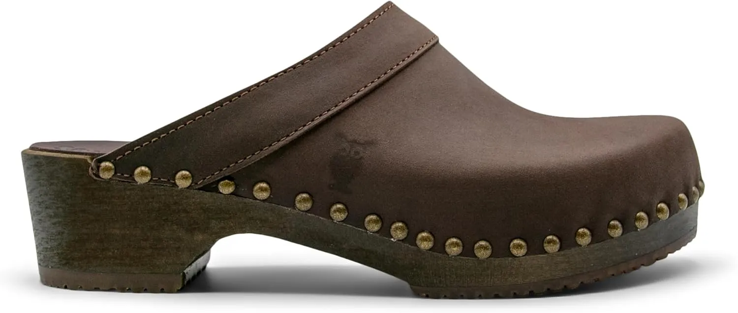 Sandgrens Handmade Swedish Wood Clogs for Men, Low Heel Mule | Bergen