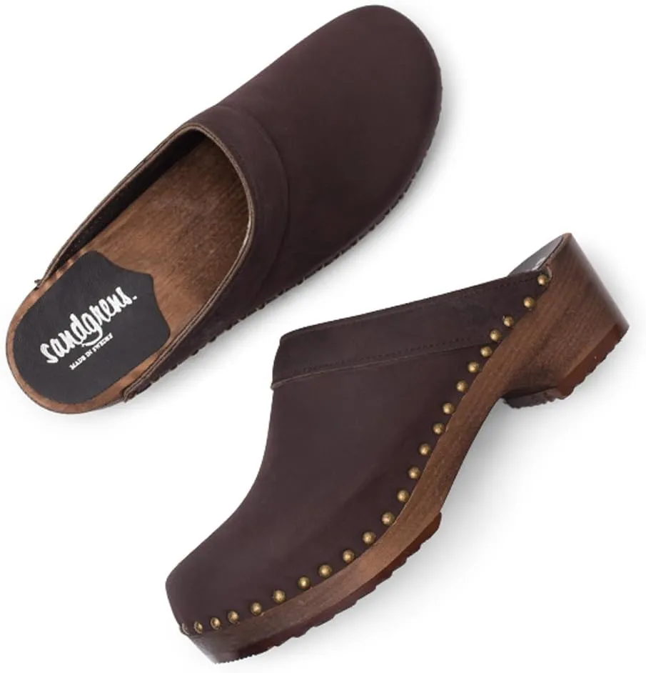 Sandgrens Handmade Swedish Wood Clogs for Men, Low Heel Mule | Bergen