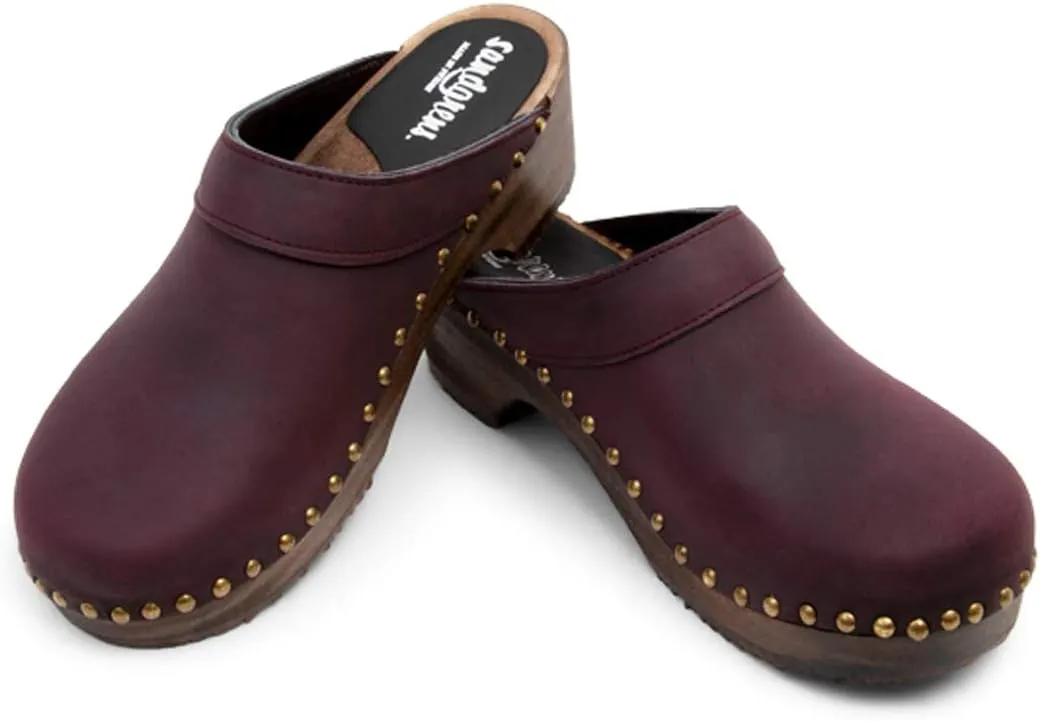 Sandgrens Handmade Swedish Wood Clogs for Men, Low Heel Mule | Bergen