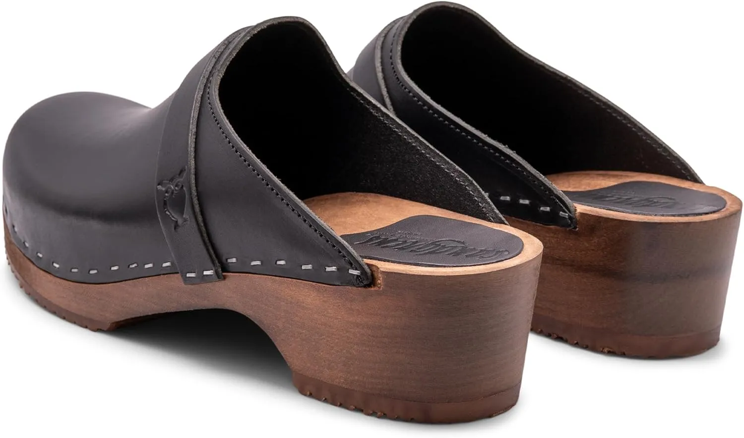 Sandgrens Handmade Swedish Wood Clogs for Men, Low Heel Mule | Malmö