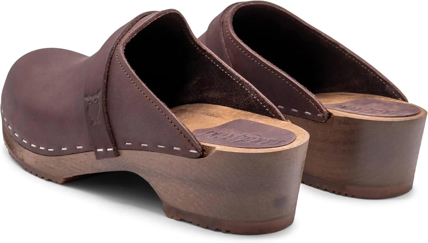 Sandgrens Handmade Swedish Wood Clogs for Men, Low Heel Mule | Malmö