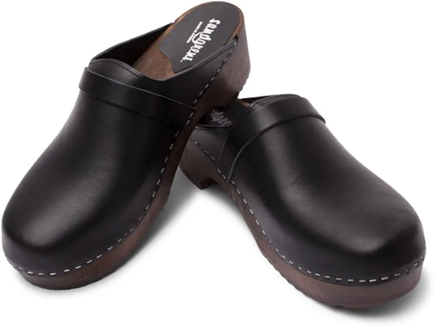 Sandgrens Handmade Swedish Wood Clogs for Men, Low Heel Mule | Malmö