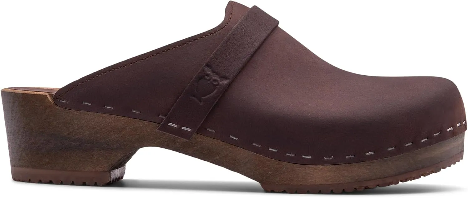 Sandgrens Handmade Swedish Wood Clogs for Men, Low Heel Mule | Malmö