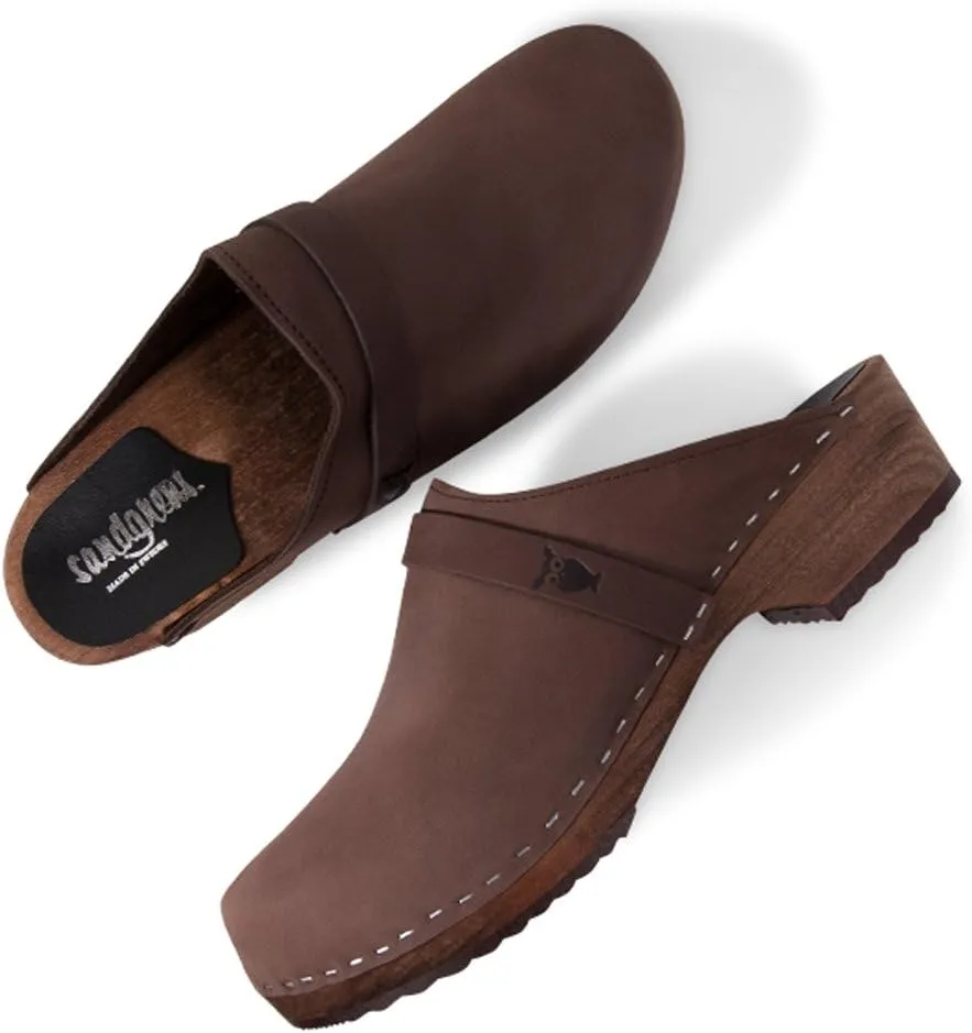 Sandgrens Handmade Swedish Wood Clogs for Men, Low Heel Mule | Malmö