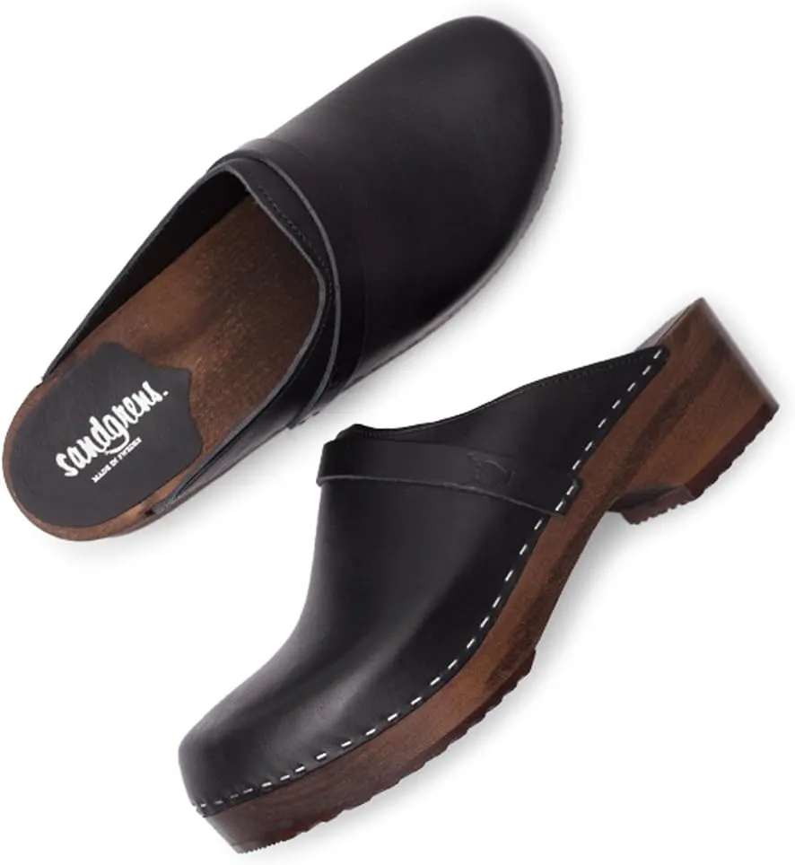 Sandgrens Handmade Swedish Wood Clogs for Men, Low Heel Mule | Malmö