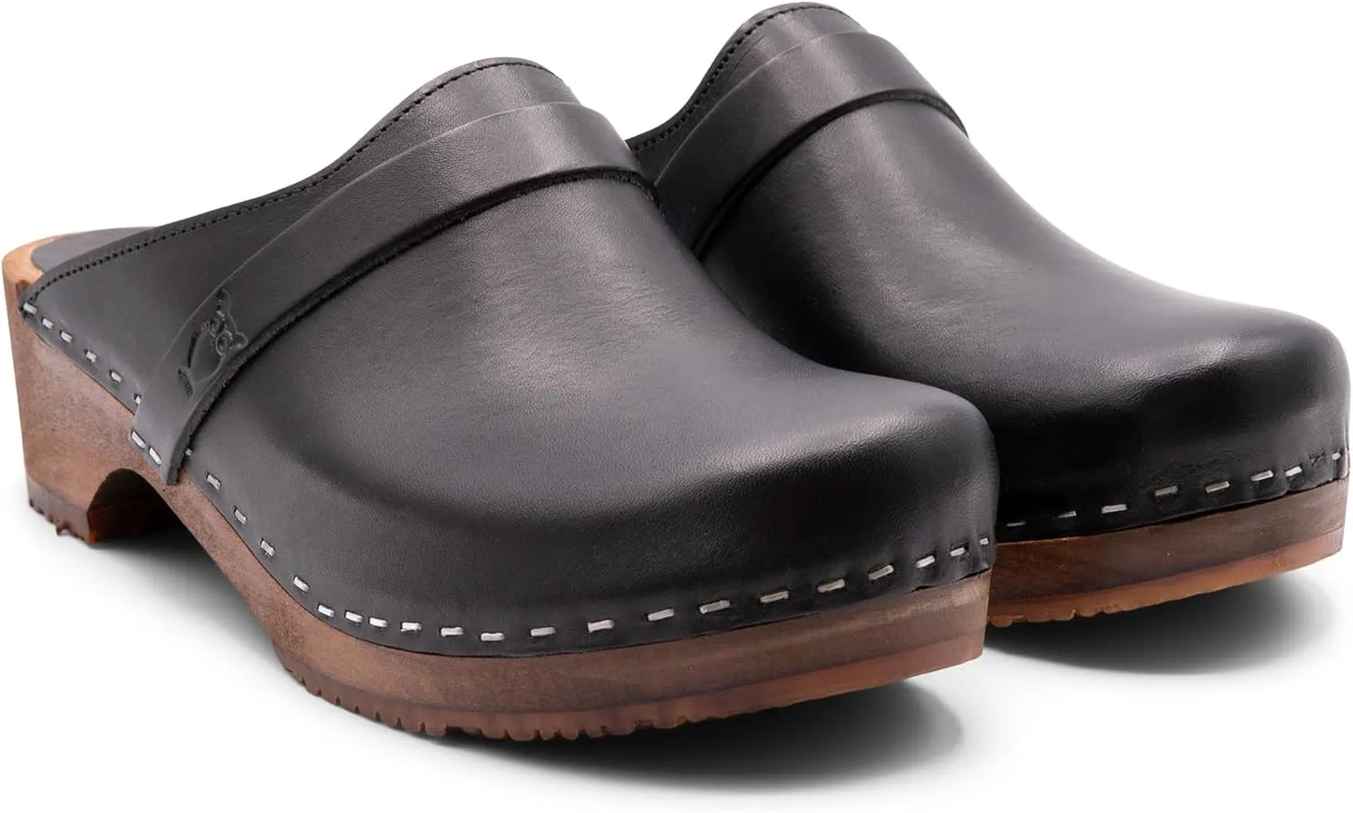 Sandgrens Handmade Swedish Wood Clogs for Men, Low Heel Mule | Malmö