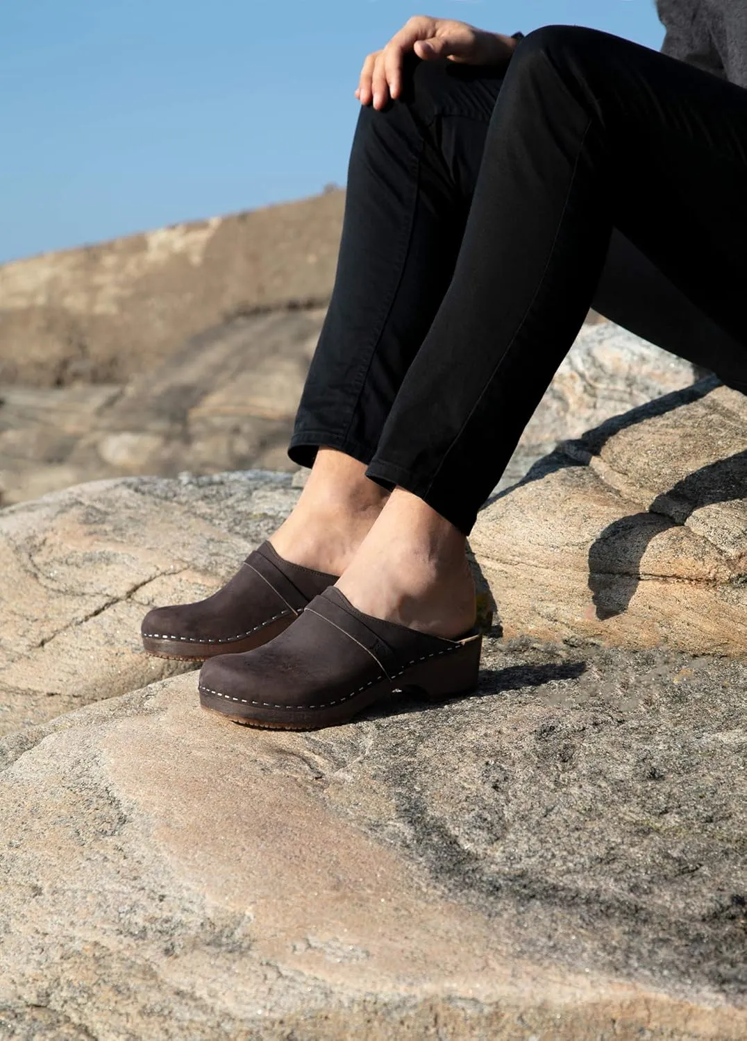 Sandgrens Handmade Swedish Wood Clogs for Men, Low Heel Mule | Malmö