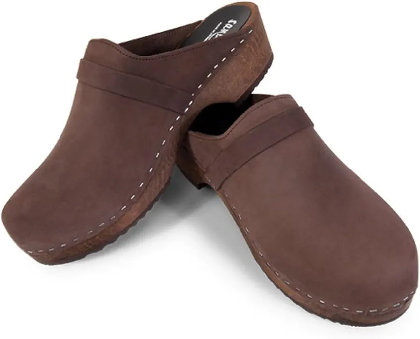 Sandgrens Handmade Swedish Wood Clogs for Men, Low Heel Mule | Malmö