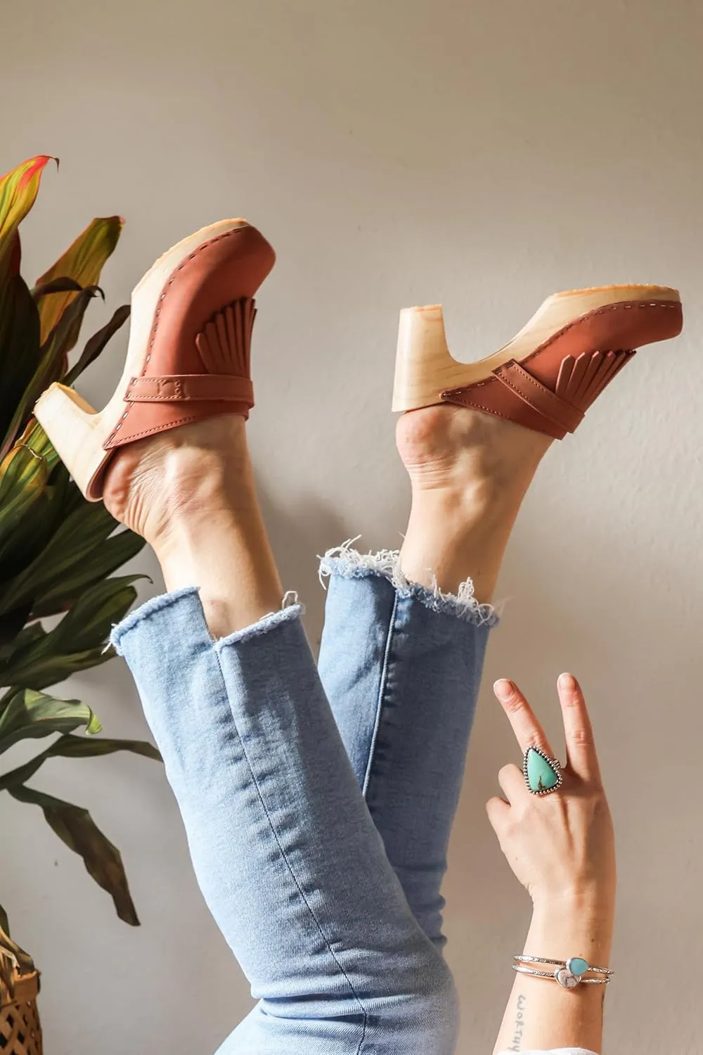 Sandgrens Handmade Swedish Wood Clogs for Women, High Rise Mule | Venice