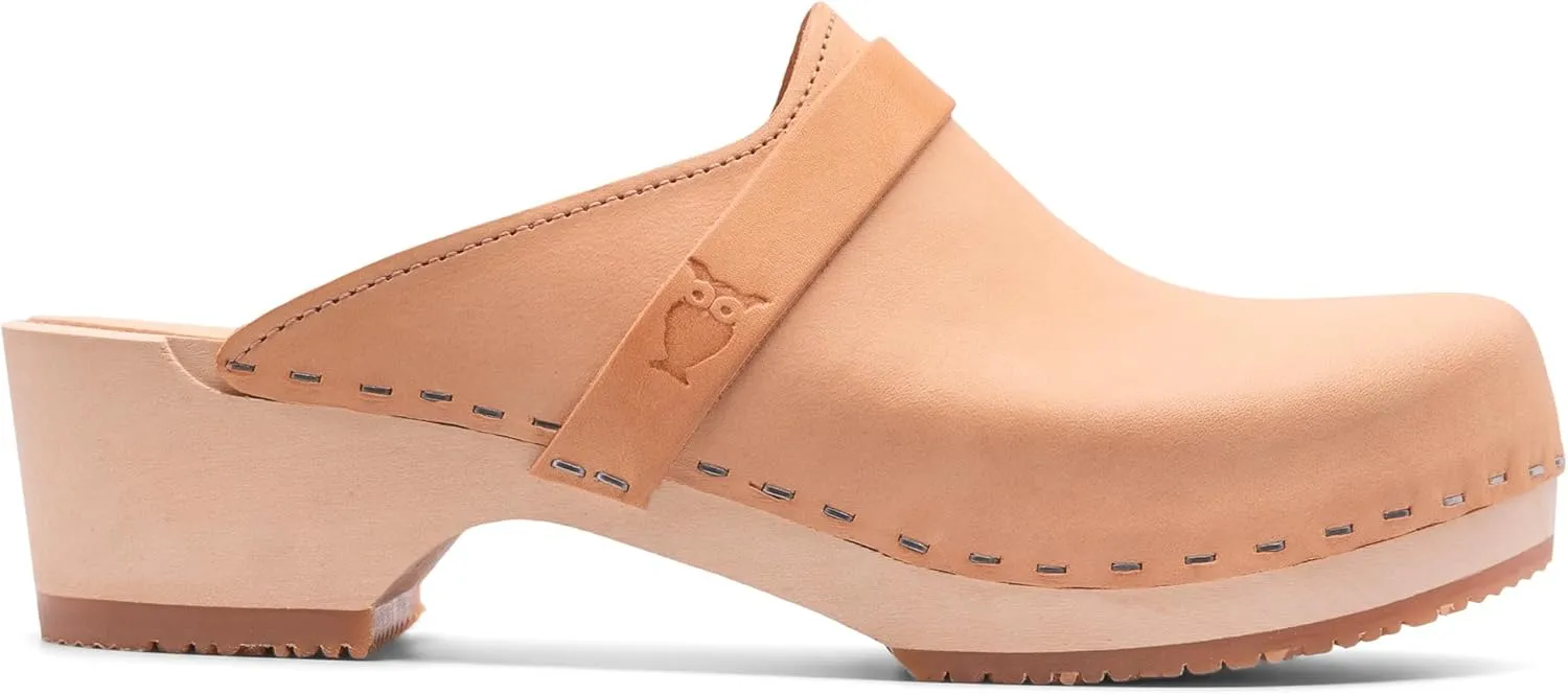 Sandgrens Handmade Swedish Wood Clogs for Women, Low Heel Mule | Tokyo