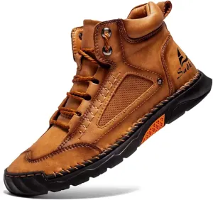 Sawbehind Leather Boots, Sawbehind Men'S Comfortable Handmade Leather Boots– Waterproof, Arch Support, Outdoor Leather Shoes