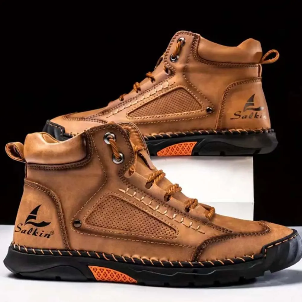 Sawbehind Leather Boots, Sawbehind Men'S Comfortable Handmade Leather Boots– Waterproof, Arch Support, Outdoor Leather Shoes