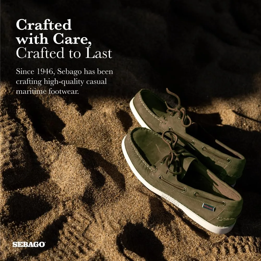 Sebago Portland Crazy H Boat Shoes - Patterned & Distressed Waxed Leather Mocassins with Leather Sock Lining & Non-Marking, Non-Slip Rubber Outsoles