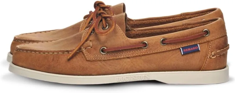 Sebago Portland Crazy H Boat Shoes - Patterned & Distressed Waxed Leather Mocassins with Leather Sock Lining & Non-Marking, Non-Slip Rubber Outsoles