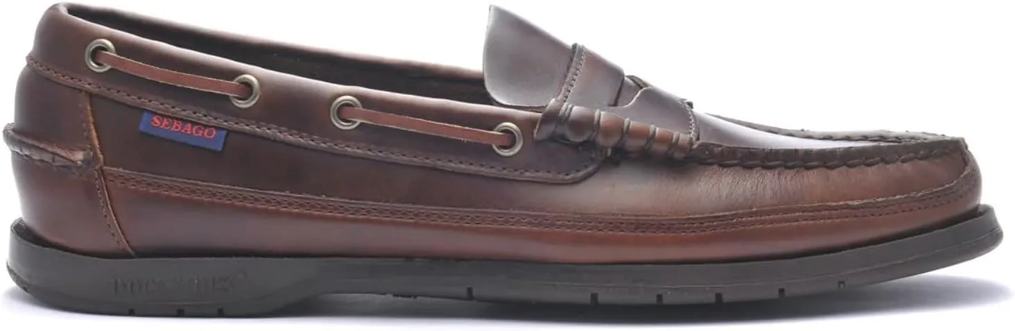 Sebago Sloop Waterproof Boat Shoes - Full-Grain Leather Loafer-Style Moccasins with Snug Leather Sock Lining and Non-Marking, Non-Slip Rubber Outsoles