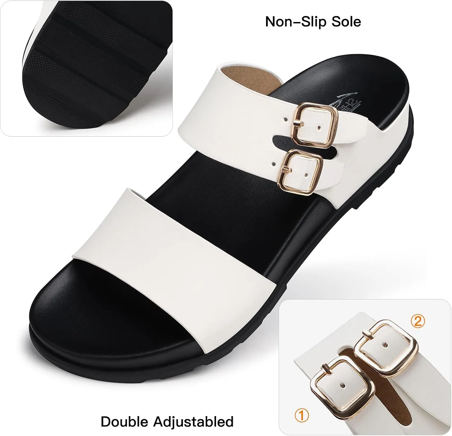SHIBEVER Flat Sandals for Women Dressy: Summer Arch Support Comfortable Slip On Slide Sandal