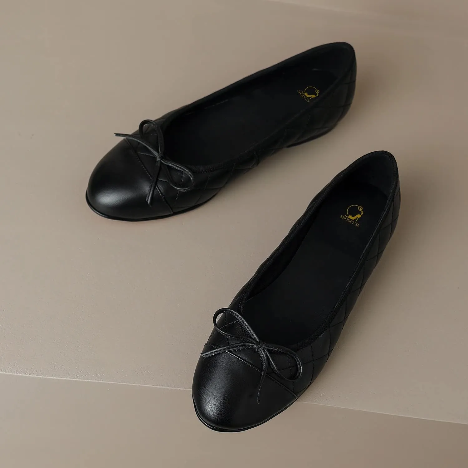 SHODENSE Women Cap Toe Bow Flats Two Tone Slip On Ballet Flats Comfy Closed Round Toe Flats Colorblock 1 Inch Low Flat Heel Dress Shoes Chic Chic Casual Drive Flat Shoes 4-11 M US