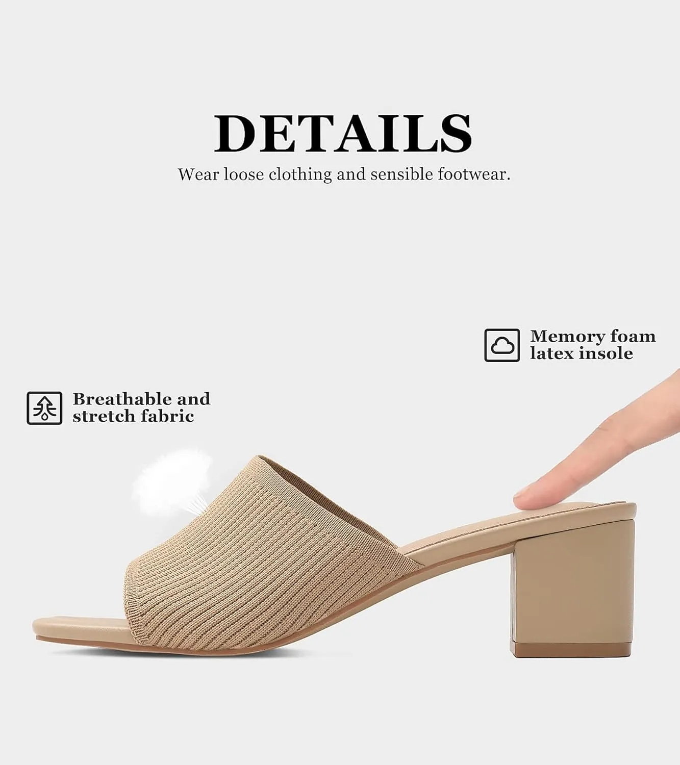 Shoe'N Tale Heeled Sandals For Women Square Open Toe Heeled Mules Chunky Block Low Heel Slip On Slides