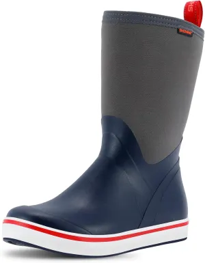 Showave Men's Deck Boots Mid Calf Rubber Boots Waterproof Fishing Sailing Boots Non-Slip Insulated Rain Boots For Outdoor Gardening Mud Yard Working